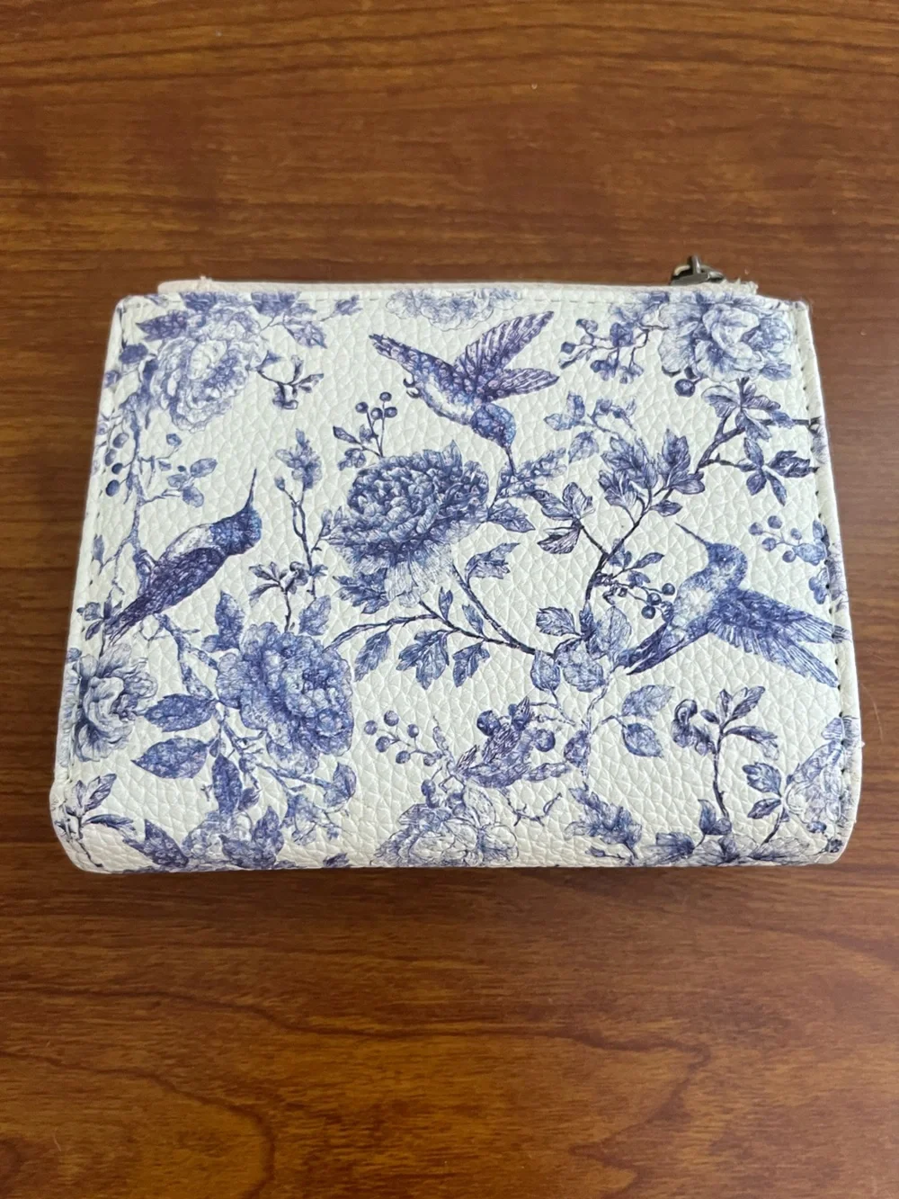 Kelvoris Blue Hummingbird Bi Fold Waller Coin Pouch Snap Faux Leather Bird RFID